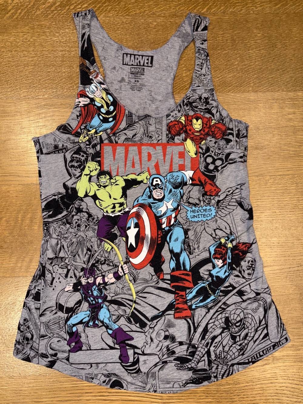 Marvel Comics Heroes United Racerback Tank Top Women’s XS Superhero Comic Con